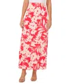 Vince Camuto Floral Pull-on Midi Skirt In Cayenne
