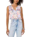 Vince Camuto Floral Ruffle Detail Sleeveless Top In Multi