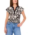 Vince Camuto Women's Floral-print Split-neck Cap-sleeve Top