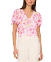 Vince Camuto Floral Tulip Sleeve Top In Violet Blush