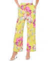 Vince Camuto Floral Drawstring Pants In Lime Green