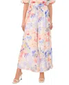 Vince Camuto Plus Size Floral Angled-hem Wide-leg Pants In Ultra White