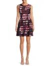 Vince Camuto Shadow Stripe A-line Dress In Wine Multi