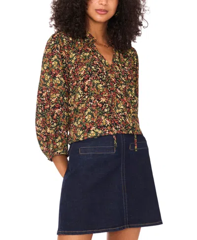 Vince Camuto Women's Floral Split-neck 3/4-sleeve Blouse In Multi
