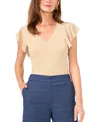 Vince Camuto Metallic Knit Flutter Sleeve Top In Gold