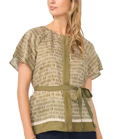 Vince Camuto Women's Flutter-sleeve Belted Blouse In Brown