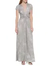 Vince Camuto Women's Foil Knit Twist Front Jumpsuit In Silver