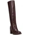 Vince Camuto Gibi Womens Extra Wide Calf Leather Knee-high Boots In Dark Mahogany