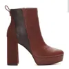 Vince Camuto Women's Gripaula Leather Heeled Platform Ankle Boot In Cognac In Green