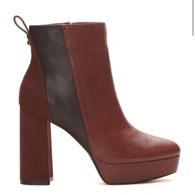 Vince Camuto Women's Gripaula Leather Heeled Platform Ankle Boot In Cognac In Green