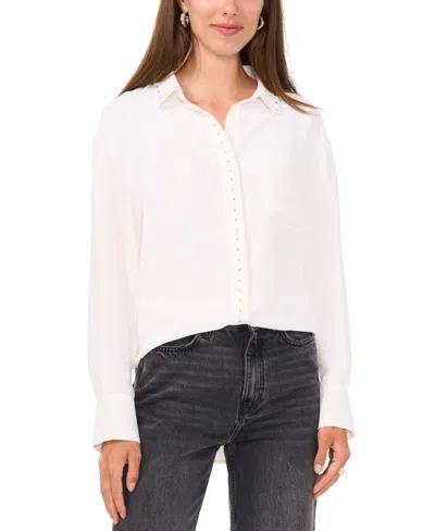 Vince Camuto Stud Trim Button-up Shirt In New Ivory