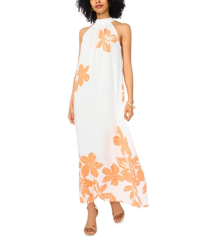 Vince Camuto Halter High Neck Maxi Dress In White