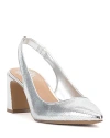 Vince Camuto Womens Solid Man Made Slingback Heels In Silver