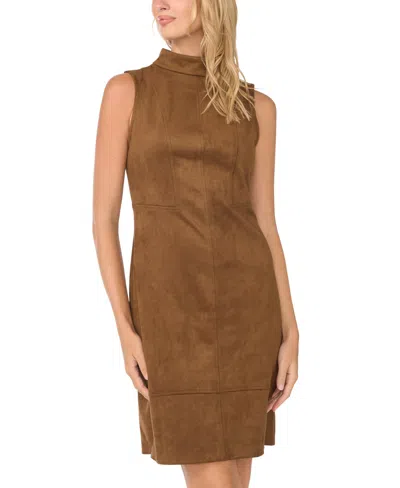 Vince Camuto Women's High Neck Princess Seam Midi Dress, Created For Macy's In Brown