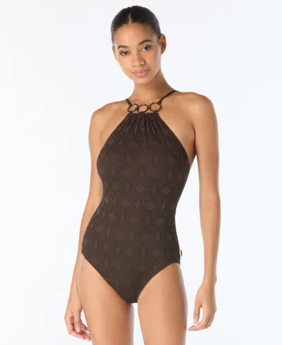 Vince Camuto Women's High-neck One-piece Swimsuit In Brown