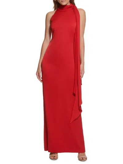 Vince Camuto Women's Highneck Satin Column Gown In Red