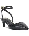 Vince Camuto Irva Ankle Strap Pointed Toe Pump In Black Croco Patent