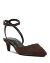 Vince Camuto Irva Ankle Strap Pointed Toe Pump In Brownie