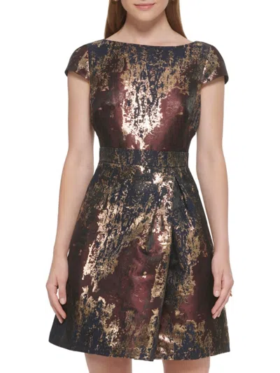 Vince Camuto Women's Jacquard Fit & Flare Dress In Wine