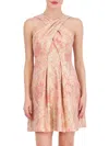 Vince Camuto Women's Jacquard Fit & Flare Halter Dress In Coral