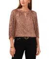 Vince Camuto Sequin Keyhole Top In Foxtrot