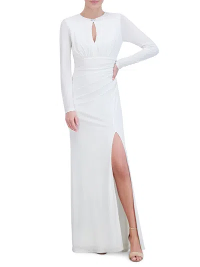 Vince Camuto Women's Keyhole Slit Column Gown In Ivory