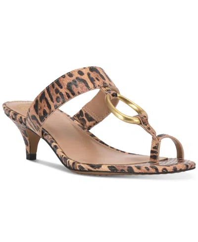Vince Camuto Women's Kimena Toe-loop Kitten-heel Sandals In Brown