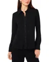 Vince Camuto Glitter Knit Long Sleeve Button-up Shirt In Rich Black