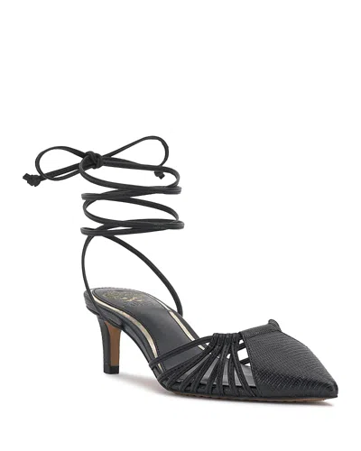 Vince Camuto Women's Kota Ankle-wrap Strappy Pumps In Black Leather