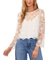Vince Camuto Women's Lace Boat-neck Flare-sleeve Top In Ultra White