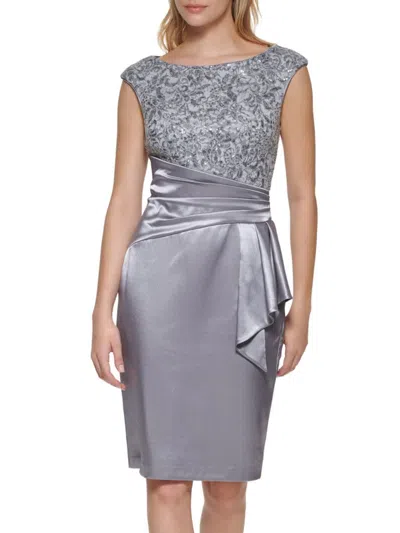 Vince Camuto Women's Lace Satin Sheath Dress In Grey
