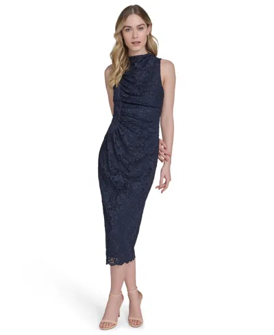 Vince Camuto Women's Lace Sleeveless Sheath Midi Dress In Blue