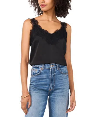 Vince Camuto New Romantic Womens Solid Chiffon Pullover Top In Rich Black