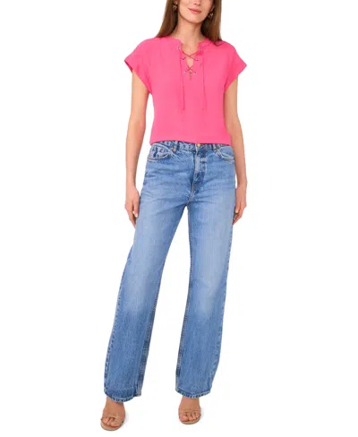 Vince Camuto Women's Lace-up Dolman-sleeve Top In Pink