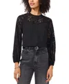 Vince Camuto Women's Lace Yoke Button-front Top In Rich Black