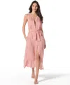 Vince Camuto Plunge Belted Cover Up Dress In Pink