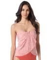 Vince Camuto Women's Leopard-print Draped Tankini Top In Multi
