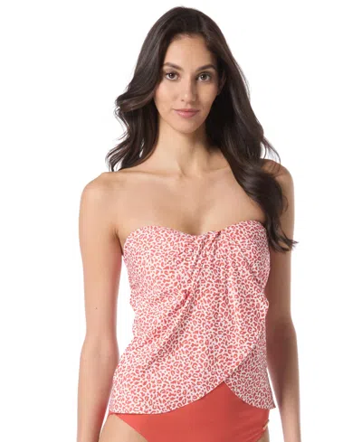 Vince Camuto Women's Leopard-print Draped Tankini Top In Multi