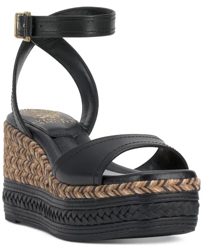 Vince Camuto Women's Lilla Two-piece Platform Wedge Sandals In Black Leather
