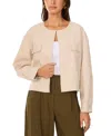 Vince Camuto Cropped Button Front Jacket In Oyster Grey