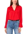 Vince Camuto Women's Long-sleeve Collared V-neck Top In Bright Red