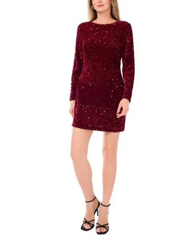 Vince Camuto Women's Long-sleeve Sequin Dress In Burgundy