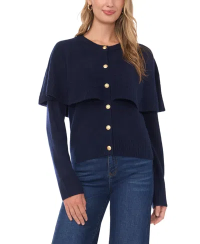 Vince Camuto Women's Long Sleeve Sweater With Shawl In Blue