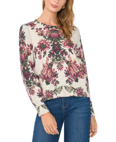 Vince Camuto Women's Long-sleeve Floral Sweater In Animal Print