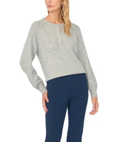 Vince Camuto Women's Long-sleeve Raglan Henley Sweater In Gray