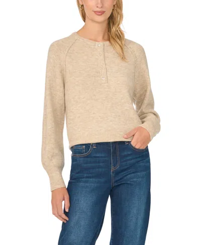 Vince Camuto Women's Long-sleeve Raglan Henley Sweater In Brown