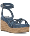 Vince Camuto Loressa Platform Wedge Sandal In Light Elemental Blue Multi