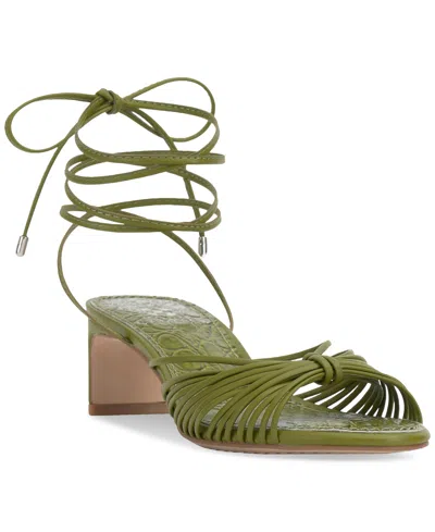 Vince Camuto Women's Lory Lace-up Blade-heel Sandals In Lizard Green