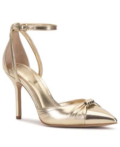 Vince Camuto Mallie Ankle Strap Pump In Gold