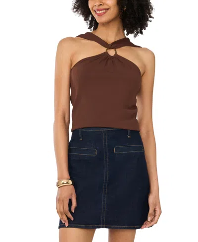 Vince Camuto Metal Ring Detail Knit Tank In Brown